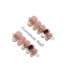 Ramance Nail 手工穿戴甲 法式菱格貓眼漸變 顯白高階感, 1個, S - 短橢圓