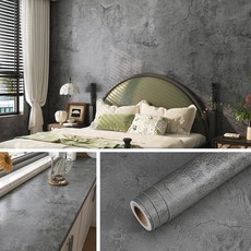 Livelynine 61x497cm(24x197인치) 다크 그레이 라임 워시 벽지 벗겨서 붙이는 다크 그레이 콘크리트 벽 종이 질감 그레이 시멘트 벽지 고딕 침실 임차인 친화적