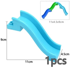 Duploes 대형 벽돌 크리 에이 티브 스윙 Ladde 시소 장난감 큰 빌딩 블록 놀이터 부품 풍선 슬라이드 계단, 13 Light Blue Slide
