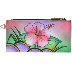 Anna by Anuschka 여성용 천연 가죽 오거나이저 지갑 | 신용카드 홀더 5개 꽃무늬 파라다이스. ON 온e Size