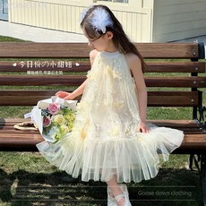 女童連衣裙 立體繡花網紗亮片公主裙紗裙童裝