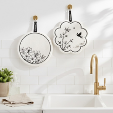 이지몰 플라워 자수 핸드타올 욕실 주방 걸이형 손타월, 나비, 1개