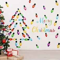 91피스 크리스마스 벽 스티커 PVC 메리 조명 전구 데칼 장식용 295248