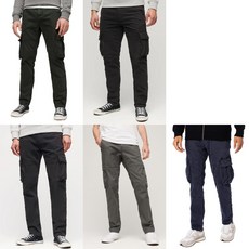 極度乾燥 Superdry 水洗復古 修身工作褲 多口袋設計 黑、灰、軍綠、藍色, 水洗黑(無腰部調節扣),W36/L32, 1個