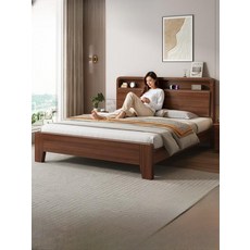 싱글 침대 원목 더블 베드프레임 침실용 모던 디자인 우드 슬릿 프레임 세트, 1200mm x 2000mm, 프레임 구조, 두꺼운 원목 침대 단일 B