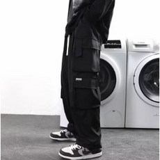 工裝褲 多口袋 韓版寬鬆束腳褲 休閒九分工作褲