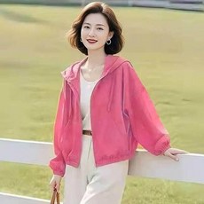 防曬外套女運動外套冰絲涼感外套抗uv透氣外套大尺碼薄外套吸濕排汗防紫外線防曬衣彈力速乾機能釣魚登山服夏天立領休閒寬鬆防曬衫, XL 建議體重(58-65公斤), 西瓜紅