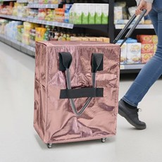헐리트 바퀴달린 여행 장바구니캐리어 쇼핑카트, 핑크, 1개