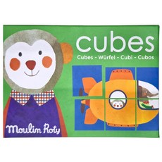 Moulin Roty 立體拼圖積木 Set, 6片, 繽紛動物樂 多色, 1盒