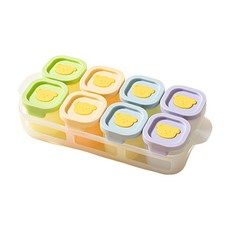 BobbyDOLL 嬰兒副食品分裝盒 8入組 矽膠輔食盒, 1個, Multi-color
