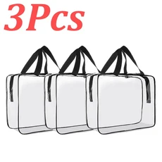 1-12Pcs 대형 장난감 보관 가방 PVC 메이크업 보관 가방 여행 방수 주최자 가방 다기능 투명 세면 용품 가, 04 3Pcs