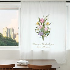 빛차단 암막커튼 S05 블룸위드그레이스 XL 140X230cm 디지털프린팅 긴창커튼 현관 가리개 베란다 가림막