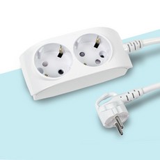 일신 멀티코드 2구 접지 멀티탭, 화이트 16A, 1개, 2m