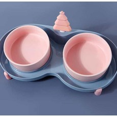 로컬코리아 강아지 고양이 2구 식기 고양이그릇, 03식기2구-옐로우