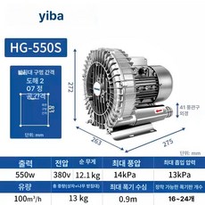 고압 송풍기 바람 제트 공장 양식장 펌프 산업용, 550W 380V (삼상), 1개
