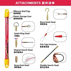 多功能玻纖維穿線桿 吊頂布線神器, 1個, 红色4mm*3.3米33cm*10根管装, 红色