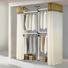 왕자 G드레스룸행거_544/고정형행거/4단행거/커튼행거/드레스룸, 아이보리함마분체도장, 기타-블랙