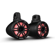 록포드 포스게이트 M2WL8HB 컬러 옵틱스 멀티컬러 LED 조명 8인치 2웨이 마린 웨이크 타워 캔 및 혼 스피커 300 와트 RMS/1200 피크 스테인리스 스포츠 그릴