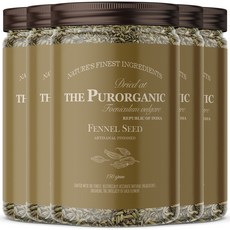 푸로가닉 인도산 펜넬 시드 홀 산미나리 씨앗, 5개, 150g