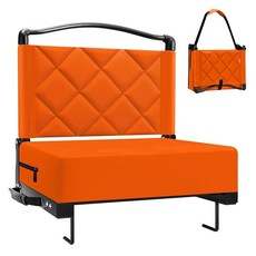 Kaganoon 등받이 및 쿠션이 있는 스타디움 시트 어깨 스트랩이 있는 두꺼운 패딩 표백 의자 탁상용 휴대용 접이식 경기장 좌석 의자 컵 홀더 및 측면 포켓 포함 그린, 포켓 오렌지 미포함