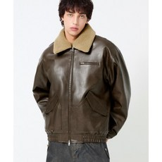 트릴리온 TRILLION 플리스 카라 플라이트 레더 자켓_브라운