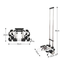 迷你A4折疊手拉車 可放入背包 靜音輪 摺疊推車 搬運車 板車 小型購物車 拉桿車 買菜車【ZS0508】 約翰家庭百貨, 1個, 黑