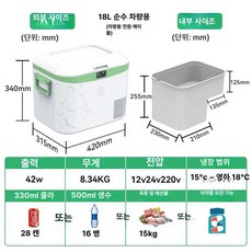 신형 차량용 소형 냉장 냉동 압축기 냉장고, 18L 화이트 차량용, 1L