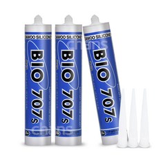 바이오실리콘 백색(3개)(노즐포함) 욕실 주방 싱크대 세탁실 타일 방수실리콘, 3개