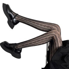 여성 고딕 로리타 Fishnet 팬티 스타킹 일본 로리타 스위트 하트 세로 줄무늬 무늬 스타킹 쉬어 메쉬 스타킹