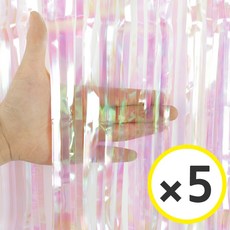 생일파티 용품 파티커튼 42컬러 홀로그램/새틴 무광/파스텔/샤이니 포토존 소품 은박 수술 가랜드 커튼 [에브리띵스마일], 홀로그램 투명핑크, 5개