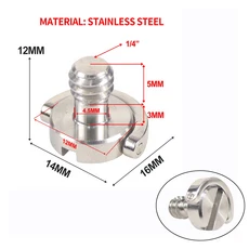 삼각대 1/4 인치-20 카메라 나사 D 링 핸들 퀵 릴리스 스테인레스 스틸 SLR 리그 플레이트 짐벌 모노 포드, 01 빠른  Mainland, 01 Stainless Steel