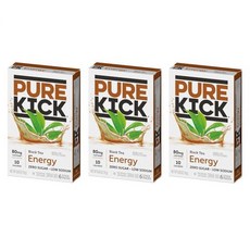 퓨어 킥 홍차 에너지 3팩 분말 음료 믹스 저칼로리 무설탕 상자당 6스틱 18인분, Pure Kick 홍차 에너지 - 3개 팩 분말 음료, 18g