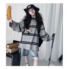 여아 스트라이프 긴팔티 봄 가을 루즈핏 티셔츠