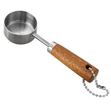 木柄量匙 量勺 咖啡豆勺 不鏽鋼咖啡豆匙 咖啡勺 咖啡量匙 豆勺 咖啡豆量匙 咖啡用具, 1個, 不銹鋼色, 不銹鋼色