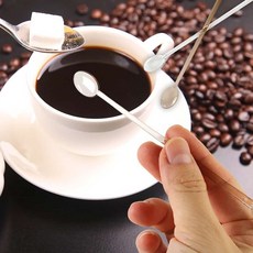 일회용미니스푼 다과회테이블스틱 투명 미니 플라스틱 커피 스틱 스푼 디저트떠먹을때, 브라운