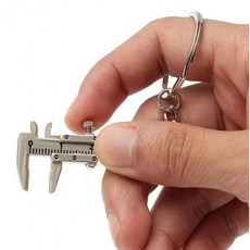 휴대용 미니 실버 버니어 캘리퍼스 키링 4.5cm 보석측정 공구 열쇠고리 금속눈금자 키홀더, 1개