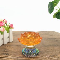 七星高腳水晶蓮花酥油燈座，家用佛前供燈燭臺