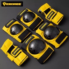 EROADE兒童輪滑護具四件套：平衡車、滑板車專業護具，青少年騎行安全裝備, 黑黃A款【6件套】3-12歲 防滑-穿脫, 1個