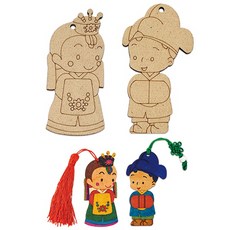 신부인형 한복인형만들기 전통 혜명몰 신랑인형 한복인형DIY 한복만들기키트 전통공예키트 미술체험프로그램 전통문화체험 만들기패키지 신랑신부(2종 미술놀이키트 택1)+수술, 여자