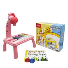 프로젝션이 포함된 어린이 드로잉 테이블 미니 다기능 교육 장난감 창의적인 그림 십대를 위한 최고의 크리, 03 Pink 3pcs Slides