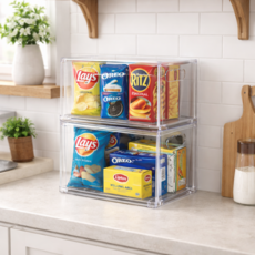 원데이홈 완벽정리 주방 팬트리 슬라이딩 수납함 정리함, 2개, 투명