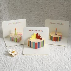 도원스타일 입체 팝업 케이크 카드 어버이날 스승의날 생일 축하 메시지 카드, 1세트, 그린 캔들, 퍼플 캔들, 더블 하트