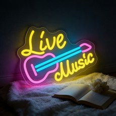 라이브 뮤직 기타 LED 네온사인 벽 장식 침실 거실 바 파티 홈데코 로맨틱 음악 분위기 조명 선물, [01] 40.5x28.8cm
