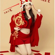 만삭사진옷 셀프 만삭촬영 임산부 컨셉 겨울 크롭티 의상