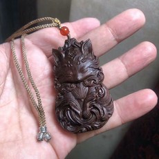 富森 奇楠 沉水級 沉香 掛件 鳳九尾狐狸 吊墜, 如圖, 1個