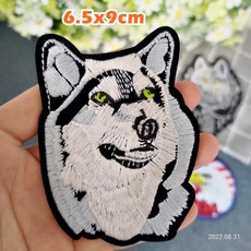 皮卡布 老虎刺繡燙布貼 熨燙貼 Patch, 1個, 狼1,熱熔膠