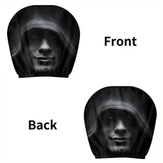 2개입 다크 에스테틱 미스터리스 포트레이트 프린트 자동차 헤드레스트 커버 - 탄성 후크와 호환 가능 운전 피로 감소, 검정색