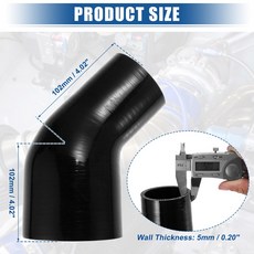 UXCELL 45도 51mm-63mm 70mm-76mm ID 4Ply 자동차 팔꿈치 감속기 실리콘 호스 커플러 인터쿨러 튜브 흡입 배관, Bla 89mm 102mm, 1개