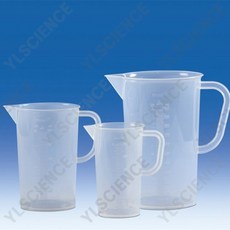 (YLS) PP핸들비이커 PP행거핸들피쳐비이커 1L 2L 3L (용량눈금양면각인) PP Graduated Beaker, 1000ml 1ea