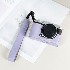 富士XM5 相機保護套 XM5 相機包 皮套底座 多功能肩帶手腕帶配件, 1個, 富士XM5紫色保護套+手腕帶